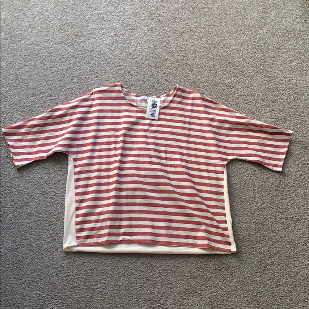 Red and white striped blouse